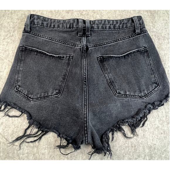 Wild Fable Black Distressed Denim Shorts Size 8 | Highest Rise Cheeky Raw Hem - Picture 4 of 7